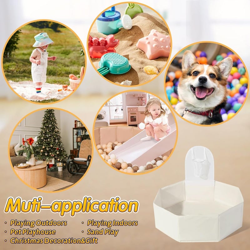 TRENDPLAY Foldable Ball Pits for Kids and Pets - Versatile Toddler Pool and Cat Ball Pit with Basketball Hoop - Perfectly for Girls Boys Indoor Outdoor- Easy to Assemble and Storage(Balls Not Include) Beige - Image 3